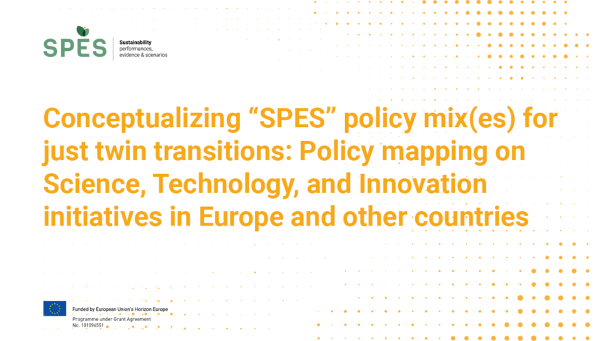 Conceptualizing SPES policy mix(es) for just twin transitions: Policy mapping on Science, Technology, and Innovation initiatives in Europe and other countries